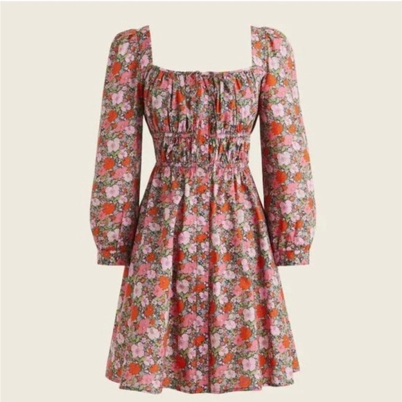 J. Crew Cinched-waist Organic Cotton Dress in Liberty® Meadow Song  NWT - Picture 1 of 7